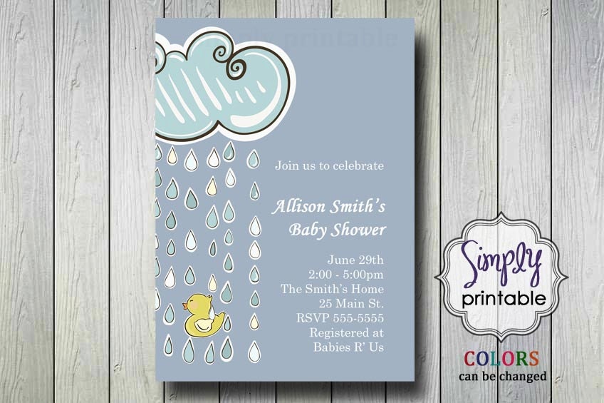 Baby Shower Invite with Rain and Duckie Il_570xn