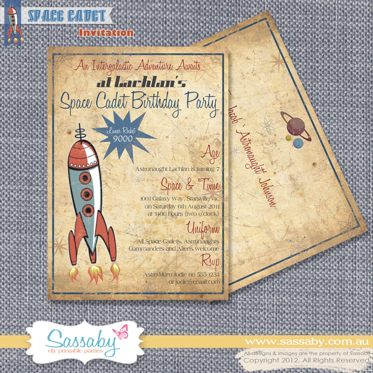 Space Cadet Boys Birthday Party Invitation - DIY PRINTABLE FILE Il_570xn