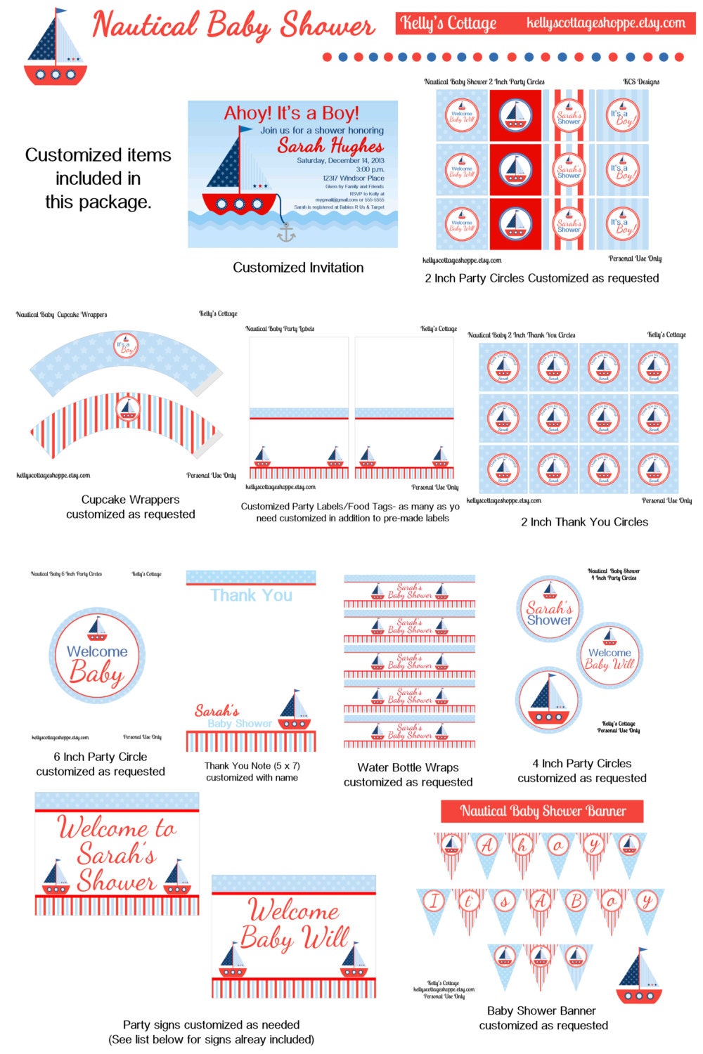 Nautical Baby Shower Package...Custom, Printable DIY Package Il_570xn