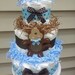 Blue and brown polka dot MONKEY 3 tier diaper cake, baby shower decoration