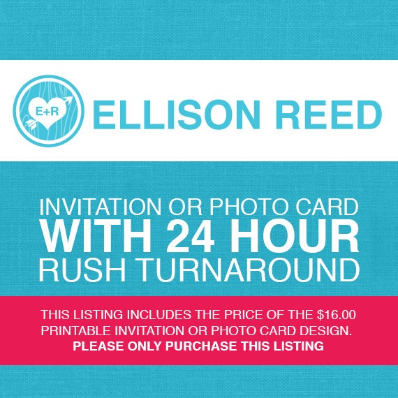 Printable Invitation or photo card design With 24 Hour Rush Turn Around Time Il_570xn