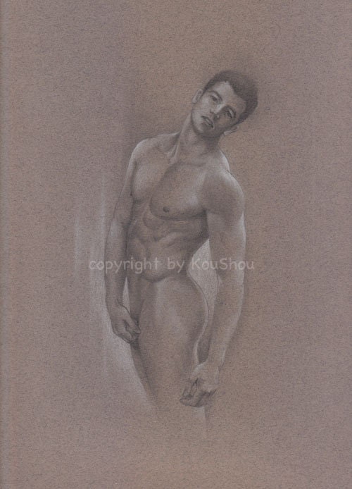 Print Fine Art Print Fine Art Drawing MALE NUDE In Pencil