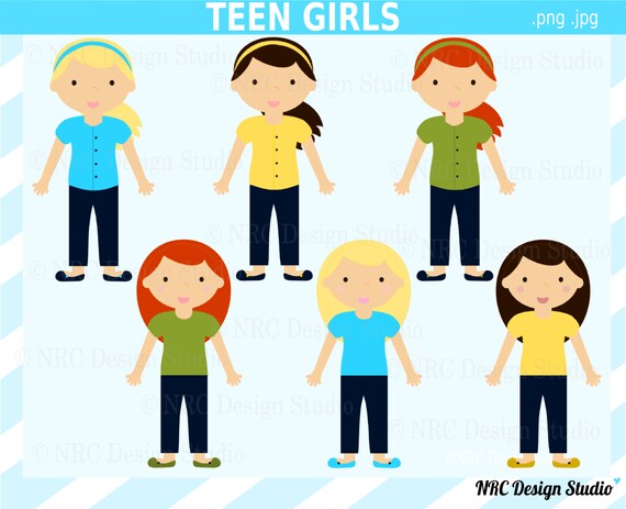School Children Clip Art - Teen Girls Clip Art - Digital Girls Clipart Il_570xn