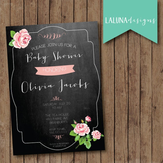 Chalkboard Baby Shower Invitation Chalkboard By LaLunaDesigns