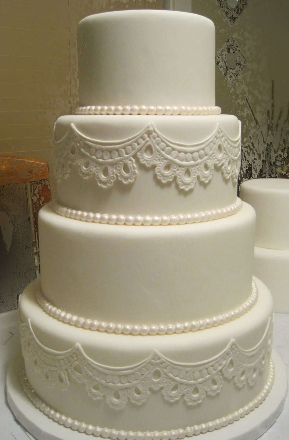 Four Tier Fondant Wedding Cake (artificial) - SUGARonTOPsugarart