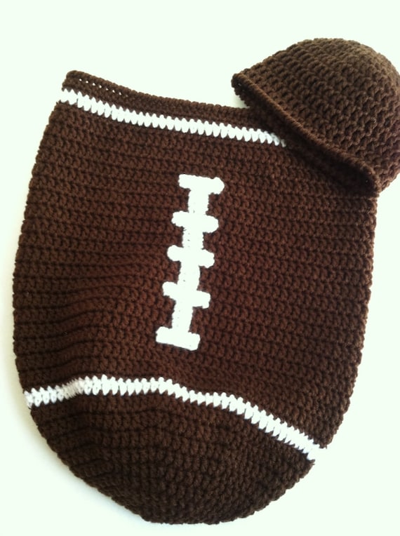 Items similar to Crocheted football baby cocoon set on Etsy