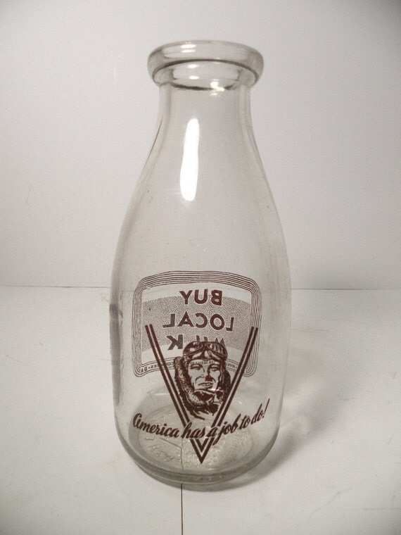 WWII Milk Bottle Riverside CA . V for by BigAlsKollects on Etsy