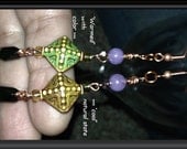 Color Change MOOD Beaded EARRINGS: Amethyst Banded Agate,Mirage Moon Aurora Diamond Beads,Howlite,Emerald Crystals,Copper French Earwires - TwinklingOfAnEye