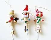 Vintage Clothespin Ornaments - Sports Figures - Christmas Decor - Xmas - BeeJayKay
