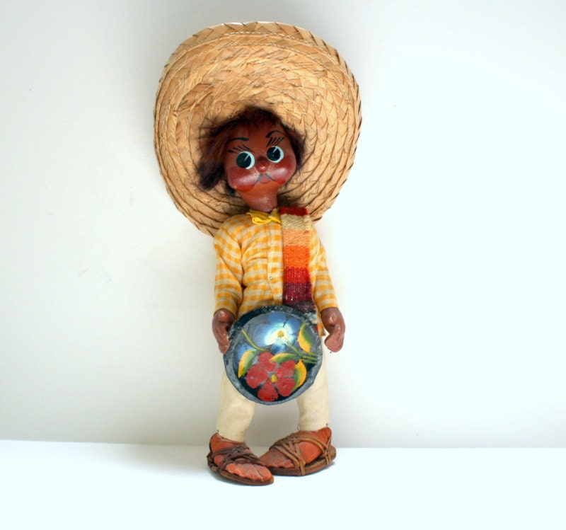 Vintage Male Mexican Paper Mache Doll. by CreekLifeTreasures