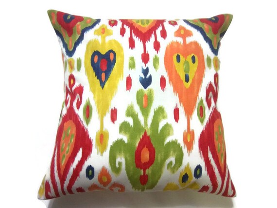 Decorative Pillow Cover Red Green Orange by LynnesThisandThat