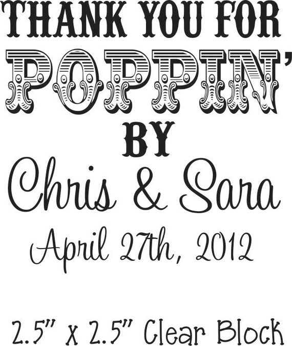 Items similar to CUSTOM RUBBER STAMP Thank you for poppin by cute for