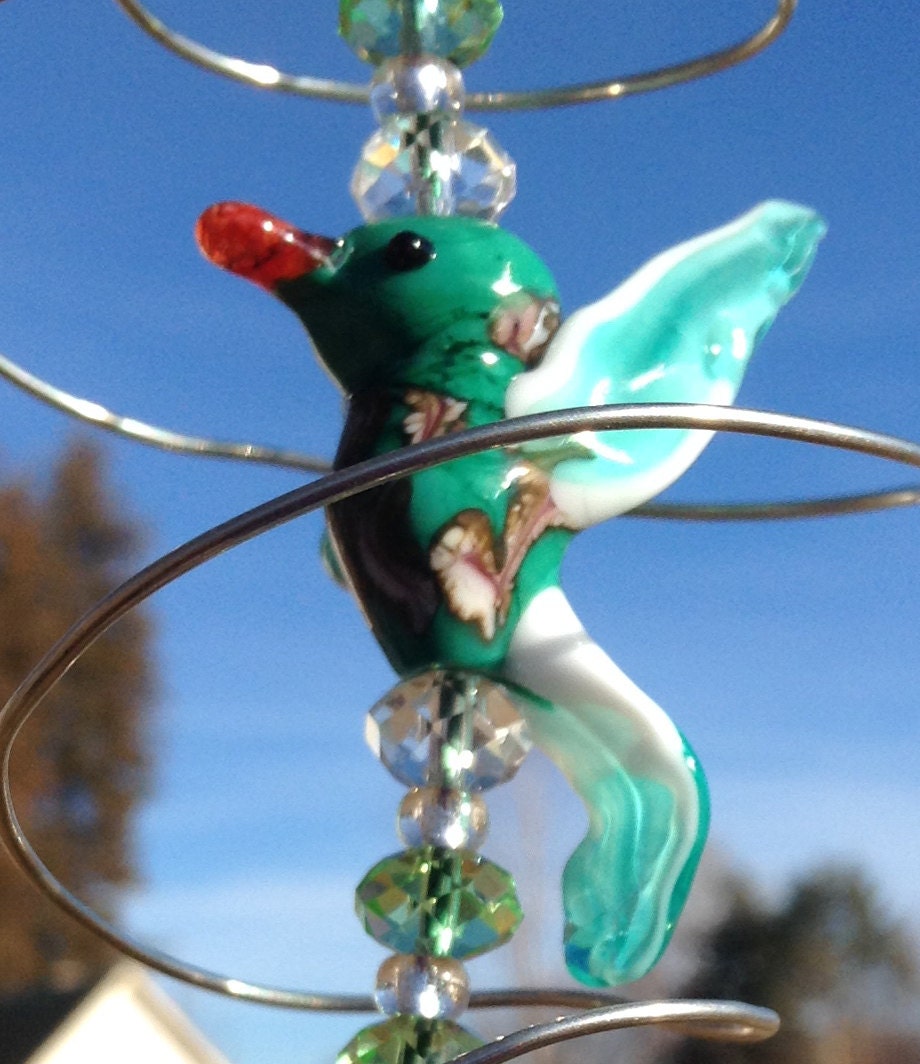 Hand Blown Glass Hummingbird Feeder with by AspenHotGlass on Etsy