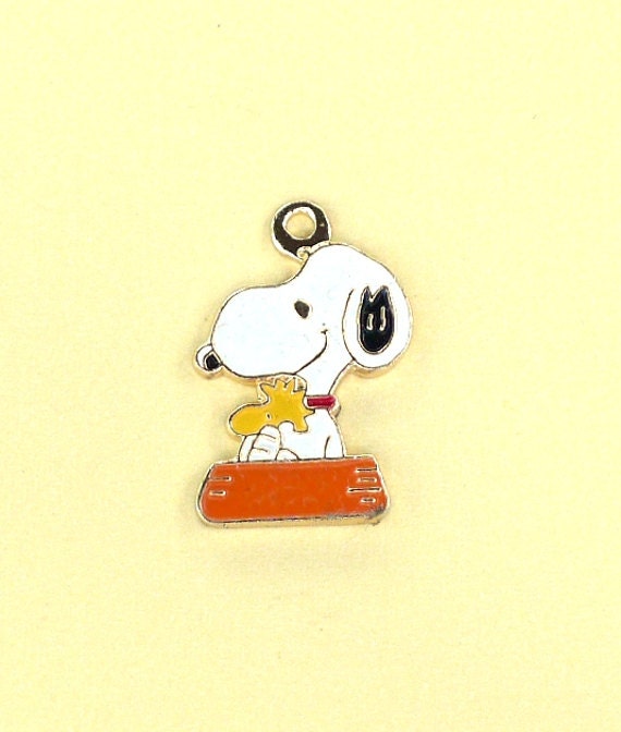 Items Similar To Aviva Vintage Snoopy Charm With Woodstock Sitting In 