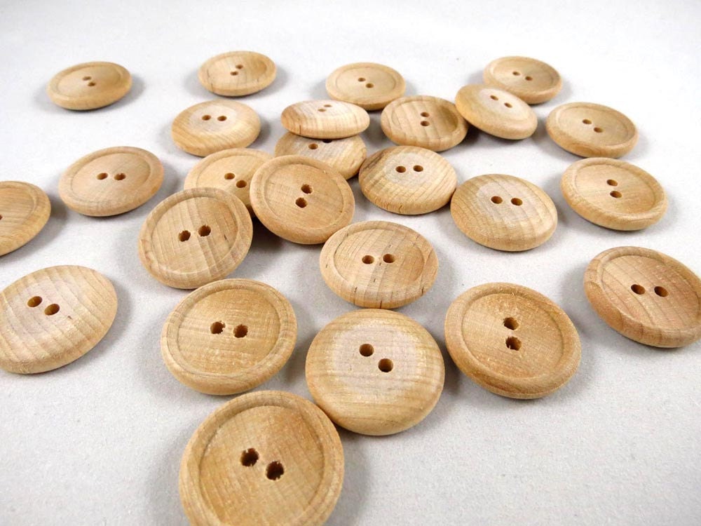 48 Wood Buttons Shapes 1 inch Unfinished Wooden by WooWeeble