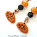 Halloween Earrings Pumpkins - Jack O Lantern Dangles - Orange and Black Beads - Enamel Copper Charms