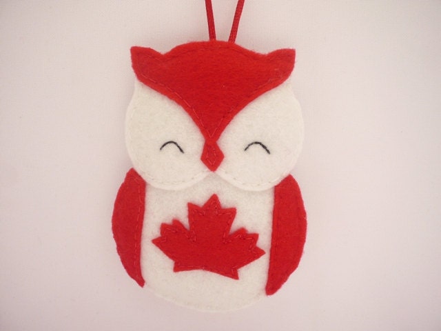 felt owl christmas ornament canada flag owl by ynelcas felt owl christmas ornament canada flag owl by ynelcas