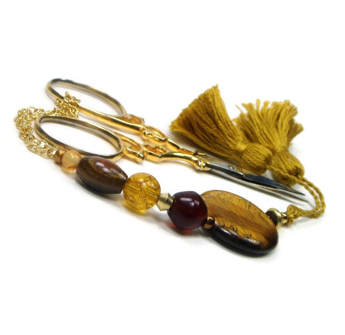 Tigers Eye Scissor Fob Cross Stitch Needlepoint Sewing Quilting