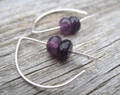 purple earrings. simple jewelry. faceted stone beads. - Splurge