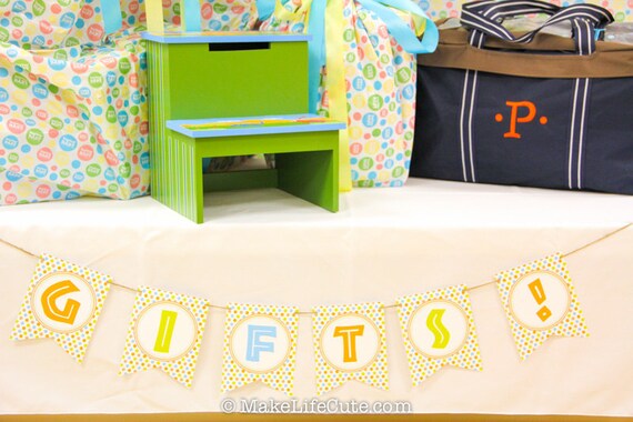 DINOSAUR - Printable "Gifts" Square Flag Banner - Baby Shower - DIY Dino Baby Collection - by Make Life Cute Il_570xn