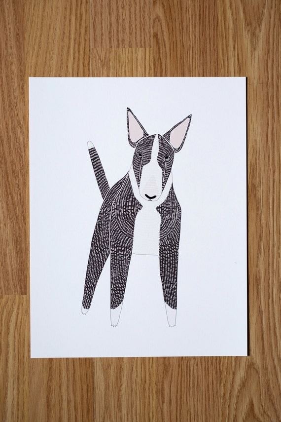 English Bull Terrier Illustration - FREE US SHIPPING