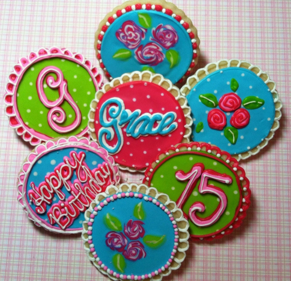 Birthday Cookies Personalized 1 Dozen By Kjcookies On Etsy