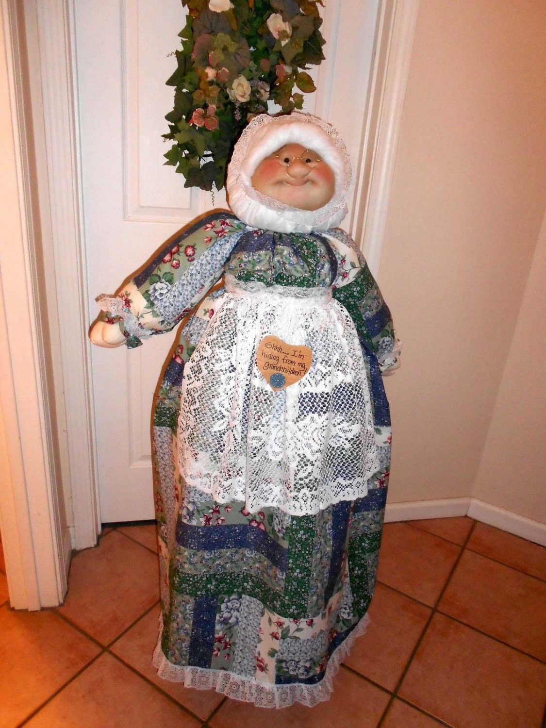 Vacuum Cleaner Cover Soft Sculptured Grandma Blue by butterflyam