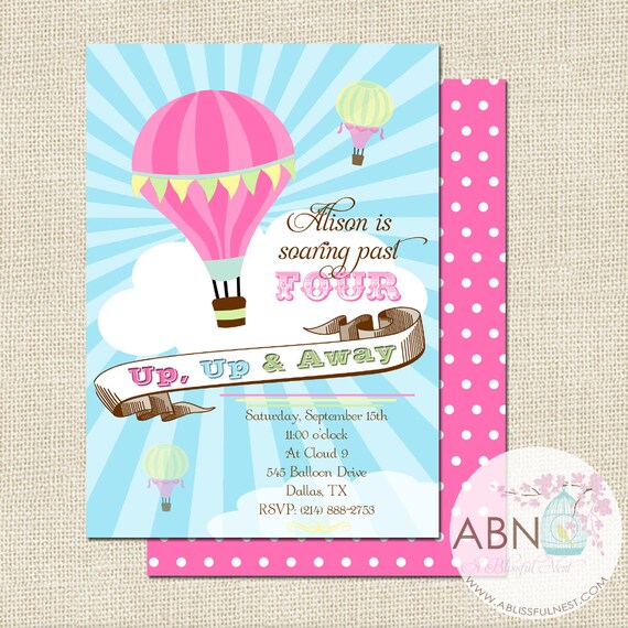 Hot Air Balloon Invitation - DIY PRINTABLE - By A Blissful Nest Il_570xn