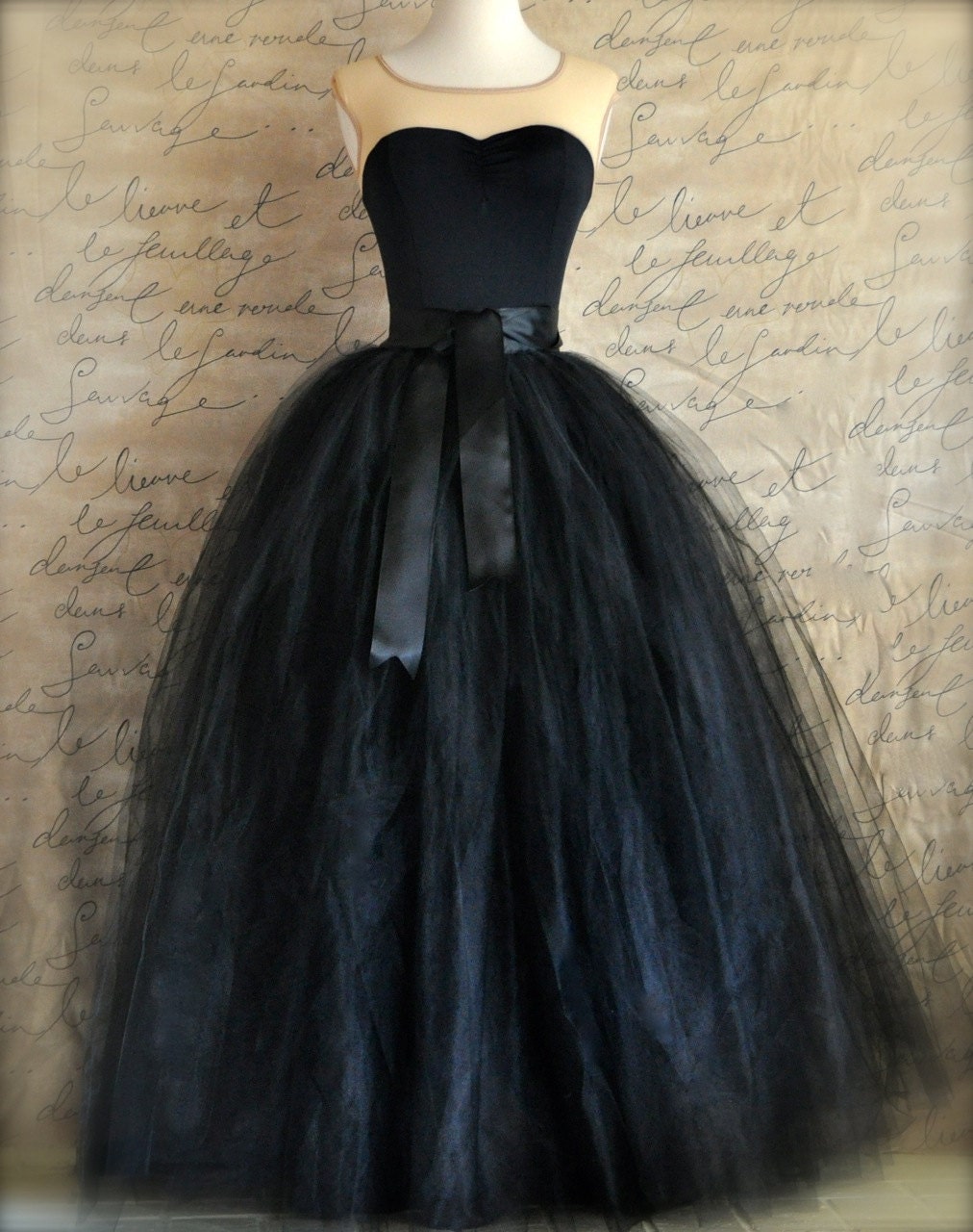 Items Similar To Black Full Length Sewn Lined Tulle Skirt Weddings And Formal Wear For Women 8625