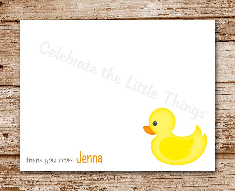 Set of 8 / Duck Thank You Cards / Baby / Ducky / Personalized / Notecards Il_570xn