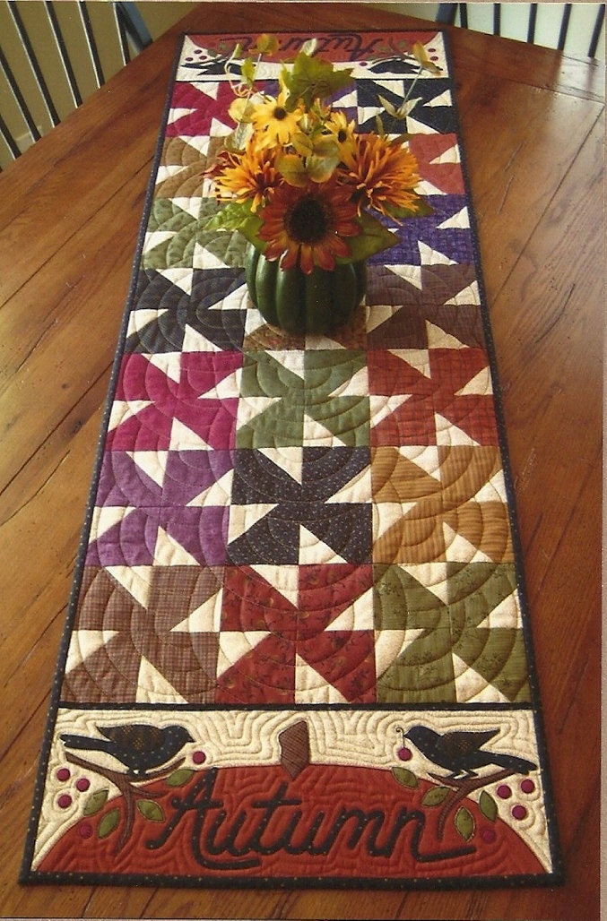 Primitive Folk Art Quilt Pattern: AUTUMN TABLE by PrimFolkArtShop