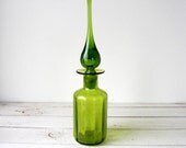 Vintage / Green Glass Bottle with Stopper - TintedVintage