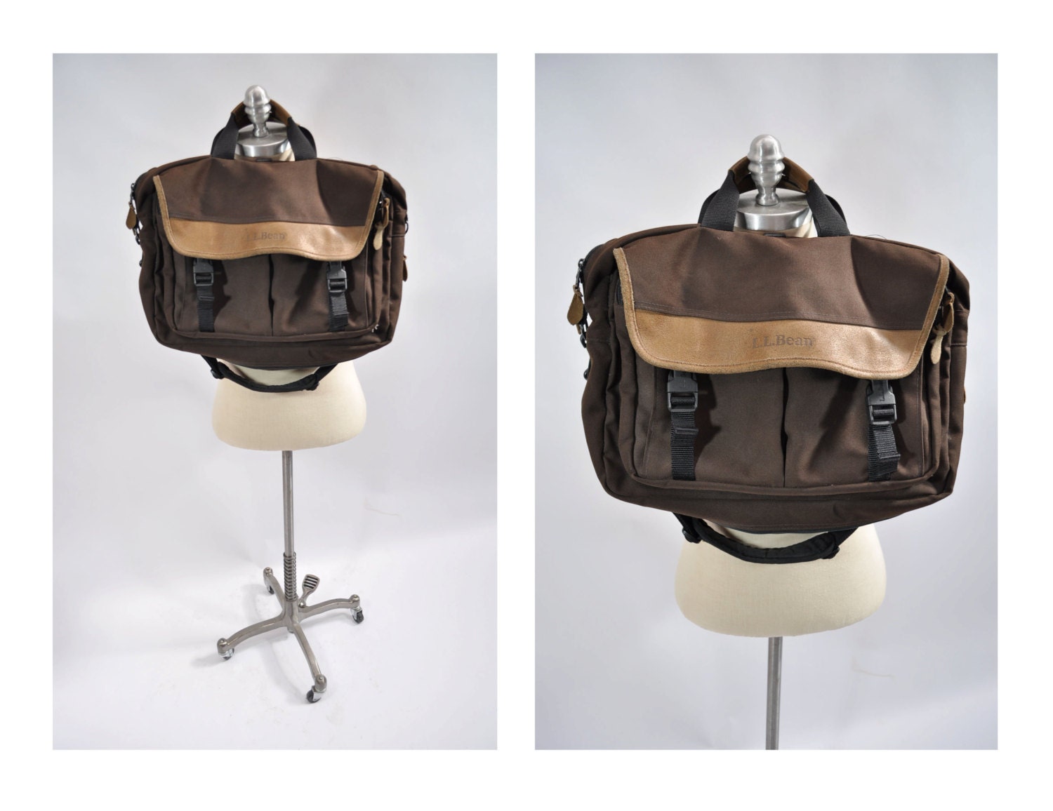 LL BEAN vintage bag leather canvas messenger laptop by andyhaul