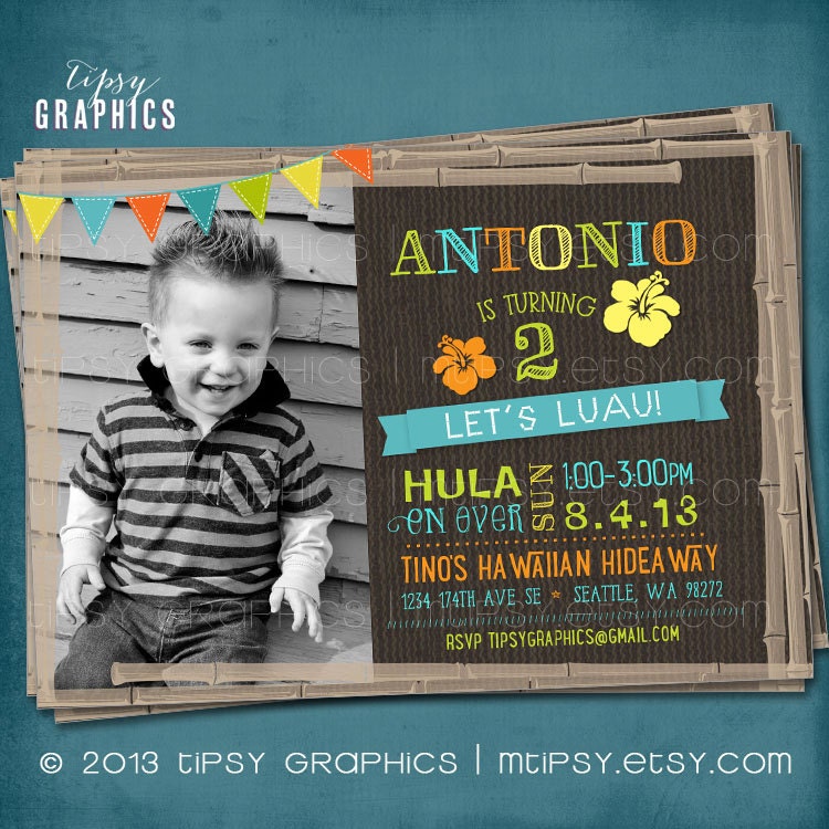 Hula on Over. Fun Photo Hawaiian Luau Birthday Party Invitation by Tipsy Graphics Il_570xn
