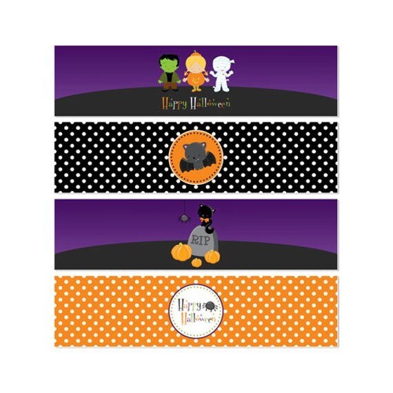 PRINTABLE Halloween or Costume Party Bottle Wraps - INSTANT DOWNLOAD Il_570xn
