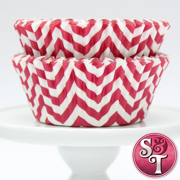 Chevron Red GREASEPROOF Zigzag Baking Cups Cupcake Liners - Quantity 50 Il_570xn