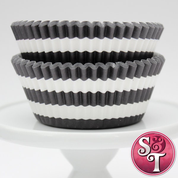 Rugby Stripe Black GREASEPROOF Baking Cups Cupcake Liners - Quantity 50 Il_570xn