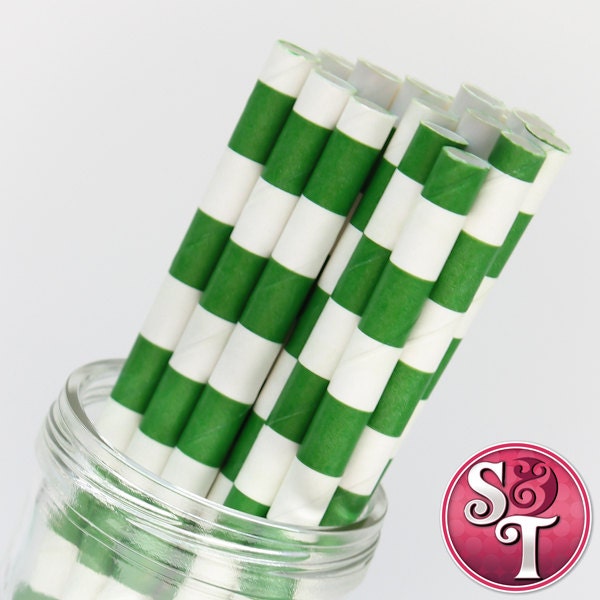 Rugby Stripe Green Party Paper Straws - Cake Pop Sticks - Pixie Sticks - Qty 25 Il_570xn