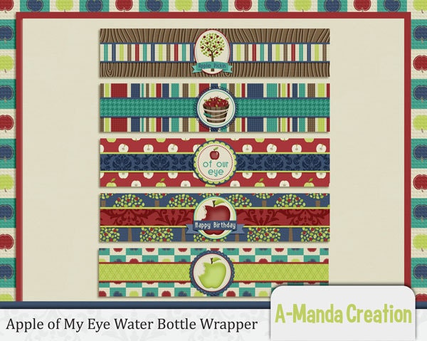Apple of My Eye Birthday Party Printable Water Bottle Wrappers Il_570xn