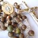Unusual Catholic Rosary - Wood Jasper Beads, Log Crucifix