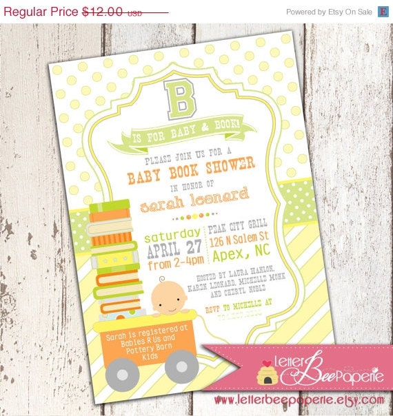 ON SALE B is for Baby Book Shower Invitation - Diy Printable File Il_570xn