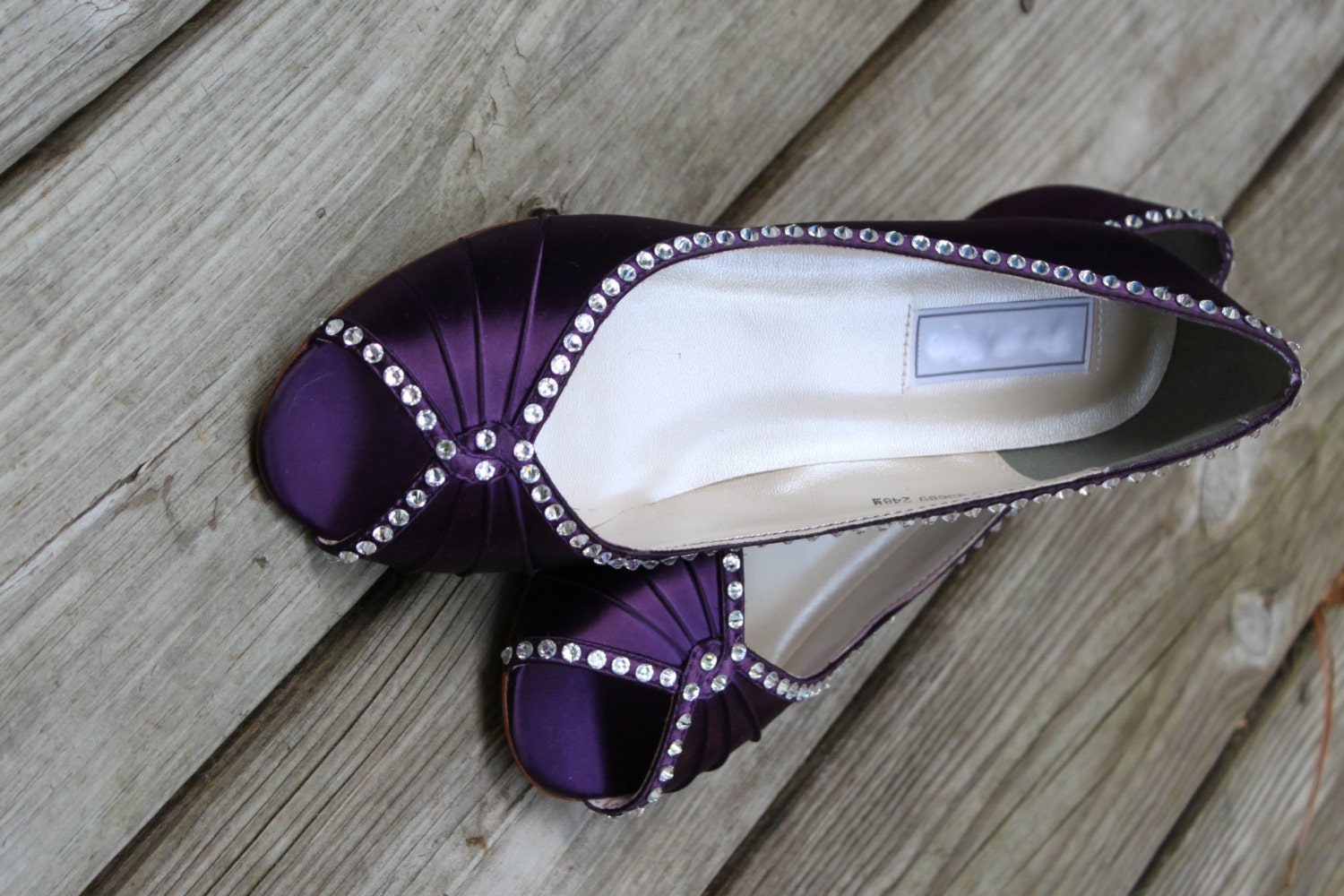 Purple Wedding Shoes Wedge Low heel -- 1 inch wedge shoes