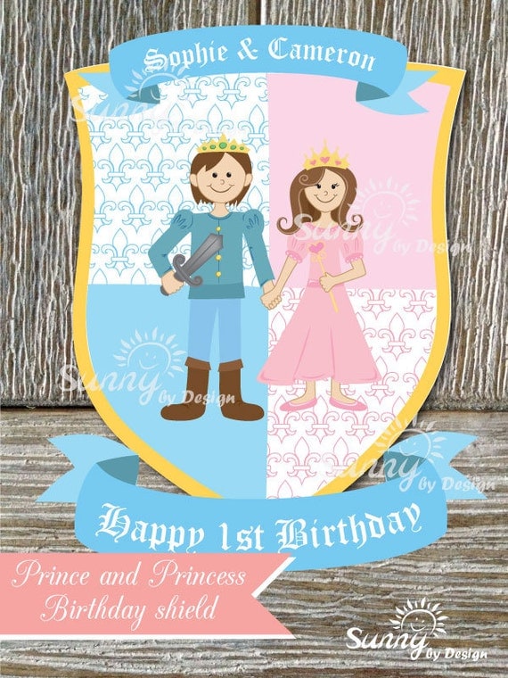 Prince and Princess printable Birthday Shield Il_570xn