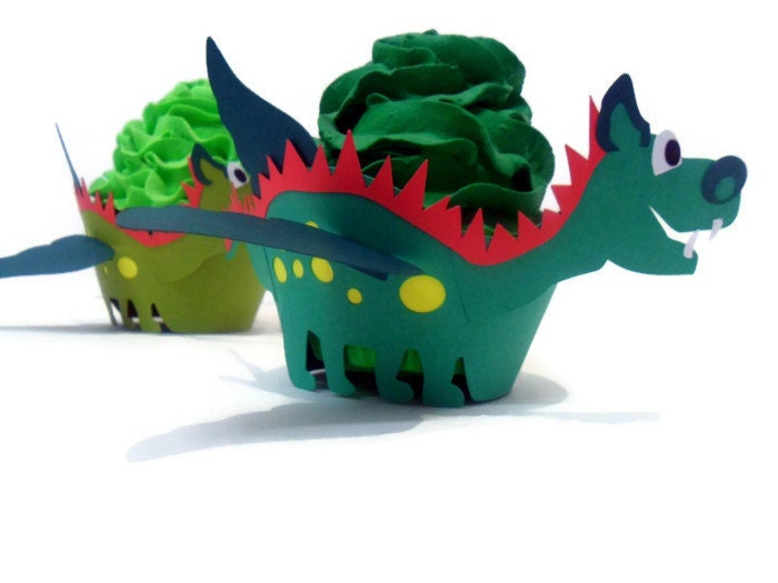 Dragon Cupcake Wrappers - set of 12 Il_570xn