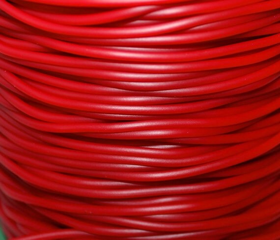 1 Yard 2mm RED Synthetic Solid RUBBER Cord Rubber by MichouBeads