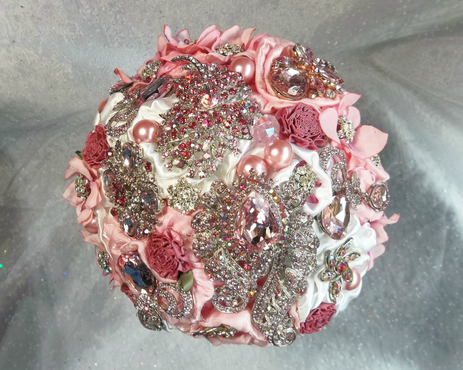 Pink Brooch Bouquet, Pink and Rose Bridal Bouquet