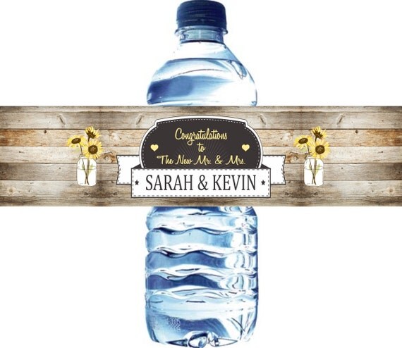100 Rustic Waterproof Water Bottle Labels - Printed labels - Any colors available Il_570xn