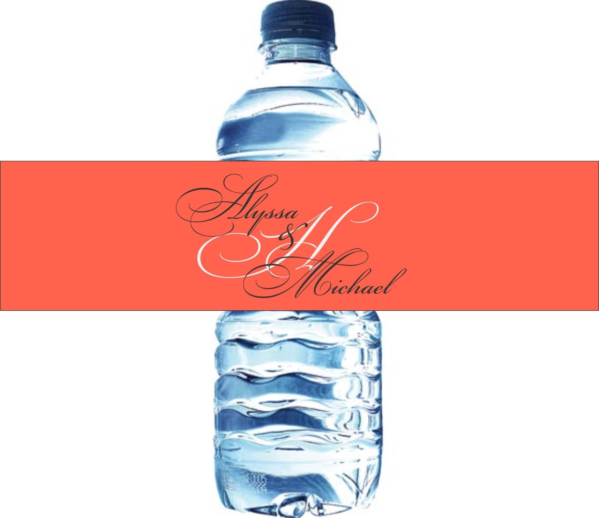 100 Fancy Monogram Water Bottle Labels - Printed labels with your wedding colors Il_570xn