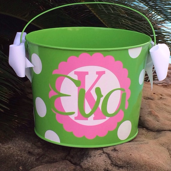 5 QT Monogrammed Bucket by simplysweetaccents on Etsy