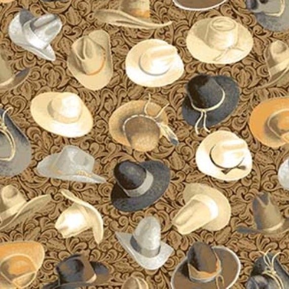 Cowboy Hats Cowboy Hat Fabric Western Fabric by thebusybeequilting